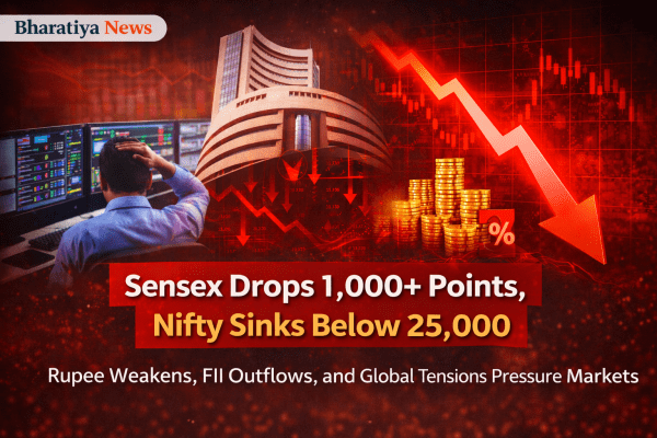 Stock Markets Under Pressure as Sensex Drops Over 1,000 Points, Nifty Slips Below 25,000