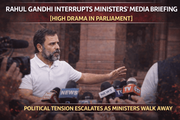 Rahul Gandhi Interrupts Ministers’ Media Briefing in Parliament; Political Sparring Intensifies