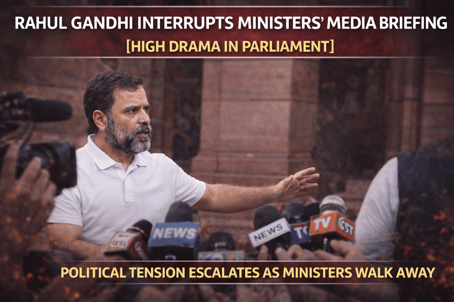 Rahul Gandhi Interrupts Ministers’ Media Briefing in Parliament; Political Sparring Intensifies
